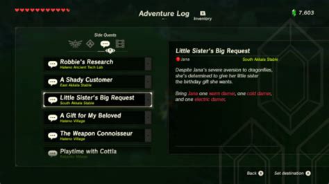 all 90 side quests botw.